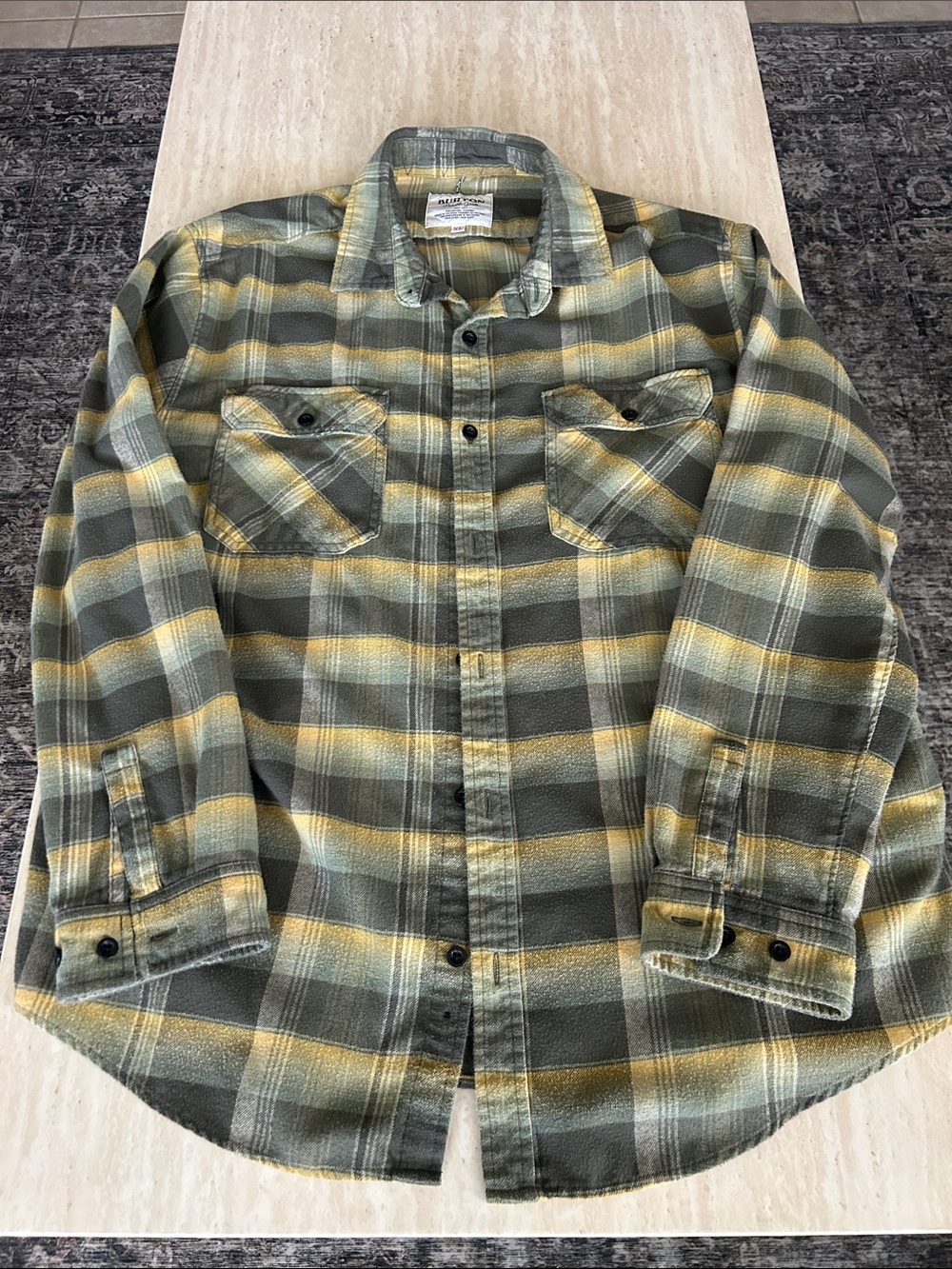 Burton Olive and Yellow Plaid Button-Down Shirt